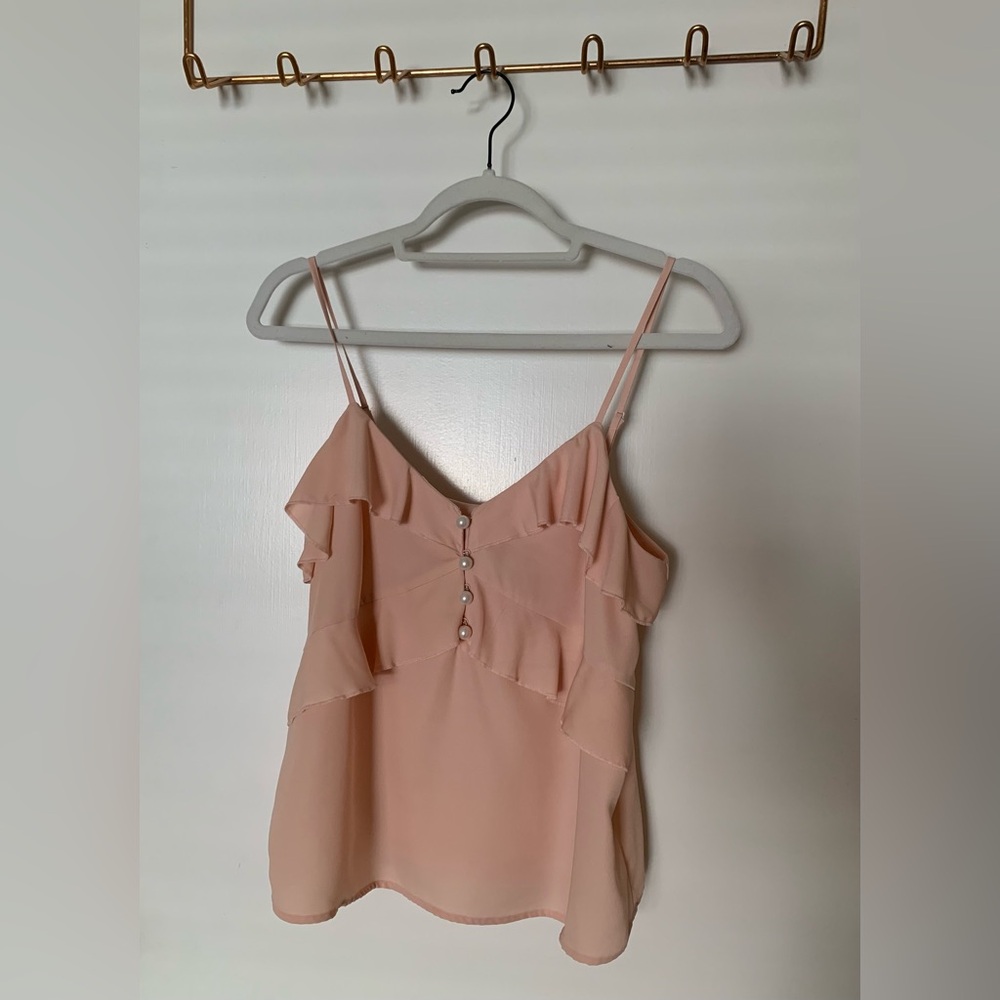 Express Ruffle Pearl Button Cami - Picture 2 of 5
